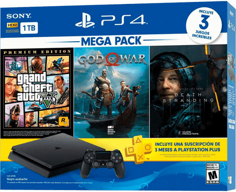 Consola PlayStation 4 Bundle Mega Pack 13, GTAV, Death Standing, God Of War (6976307101856)