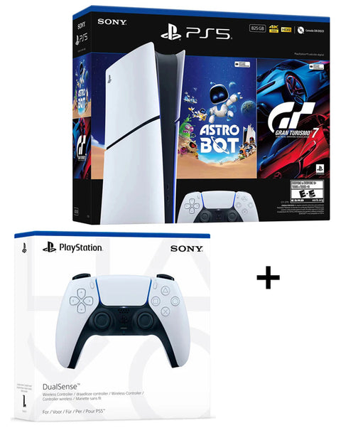 Combo Consola PS5 Digital Slim Astro Bot-Gran Turismo 7 + Control Adicional DualSense White