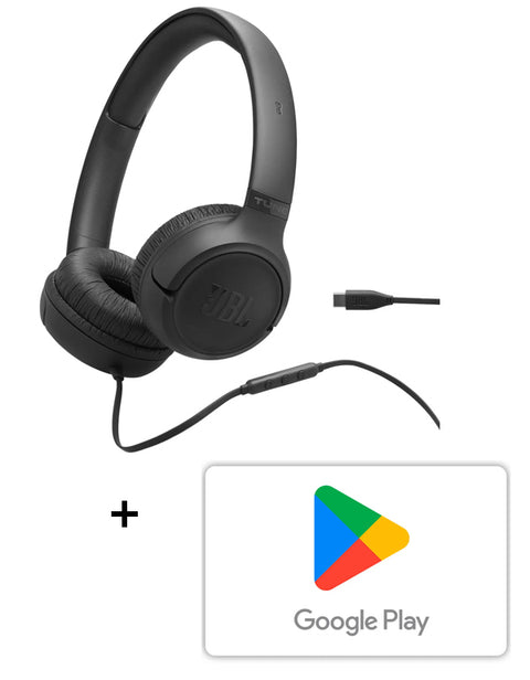 Combo JBL Audifonos Tune 530C (Cable) Negro + Código de Google Play $10.000