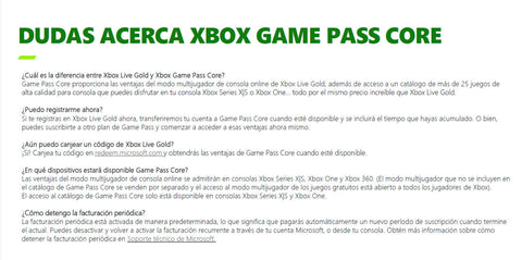 Tarjeta Xbox Game Pass Core 12 meses