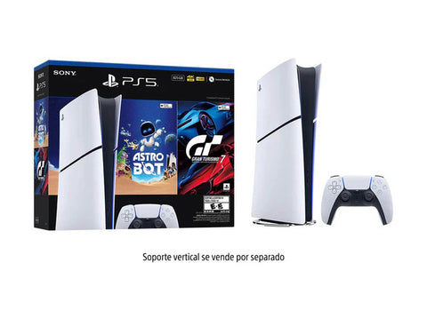 Combo Consola PS5 Digital Slim Astro Bot-Gran Turismo 7 + Control Adicional DualSense White
