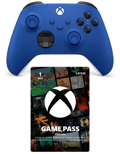 Combo XBOX, Control XBOX Shock Blue + Game Pass Ultimate 1 mes