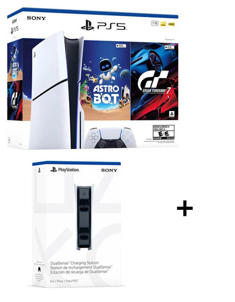 Combo Consola PS5 Estandar Modelo Slim Bundle (Astro Bot - Gran Turismo 7) + Estación de recarga para el DualSense
