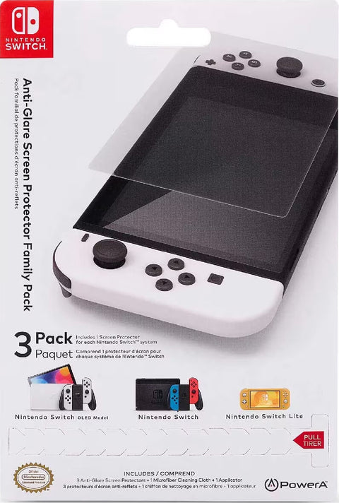 Kit Protector de Pantalla Antireflejos PowerA para Nintendo Switch (3 Unidades)