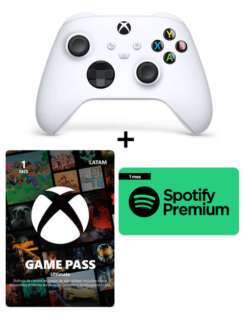 Combo Control XBOX Robot White + XBOX Game Pass Ultimate 1 mes y Spotify Premium 1 Mes