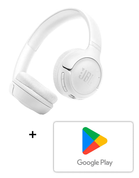 Combo JBL Audifonos Tune 530BT (Bluetooth) Blanco + Código de Google Play $10.000