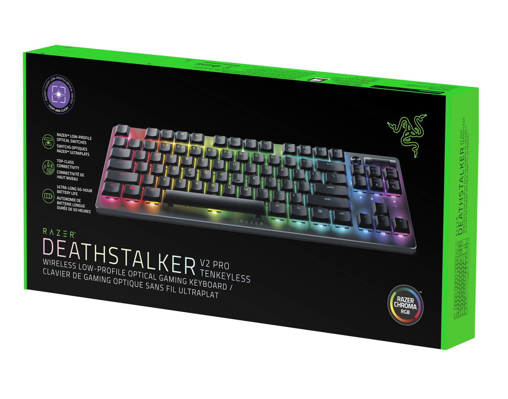 Teclado Gamer Razer DeathStalker V2 Pro Inalámbrico, Switches