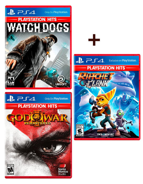 Combo Ratchet y Clank Hits + God of War 3 Remasterizado Hits + Watchdogs Hits