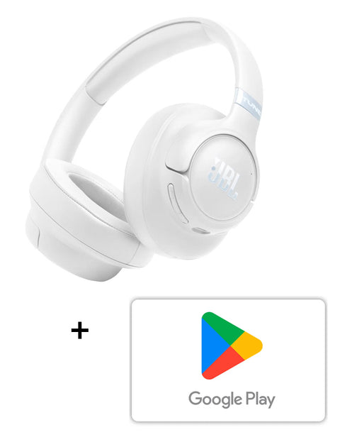 Combo JBL Audifonos Tune 780NC (Bluetooth) Blanco + Código de Google Play $10.000