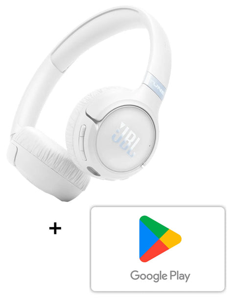 Combo JBL Audifonos Tune 680NC (Bluetooth) Blanco + Código de Google Play $10.000