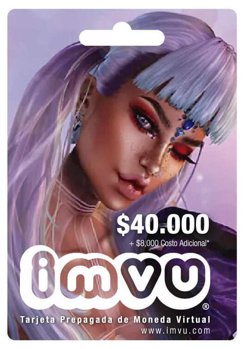 Tarjeta Prepagada IMVU 40.000 + costo adicional Imvu