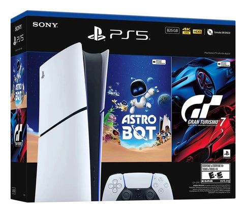 Combo Consola PS5 Digital Slim Astro Bot-Gran Turismo 7 + Control Adicional DualSense White