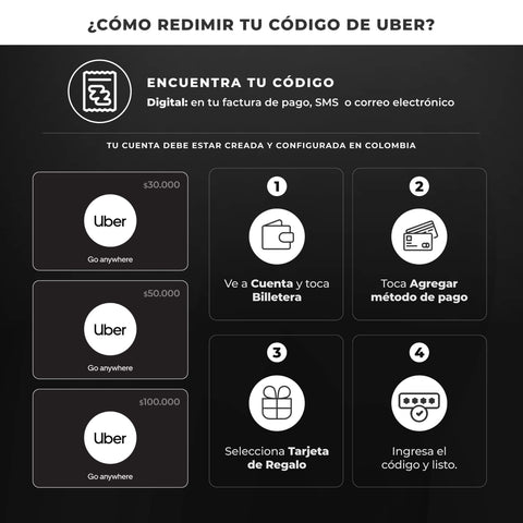 Tarjeta Regalo Uber $30.000