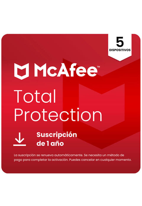 Pin Antivirus McAfee Total Protection 5 Dispositivos